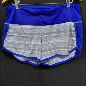 Lululemon Blue Striped Running Shorts Knit Regular Women Size 8